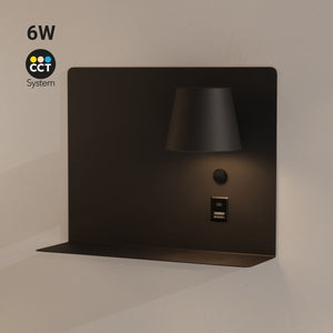 Aplique de pared para lectura "BASKOP" - 6W - CCT - Puerto USB + USB-C - Barcelona Led-Decoración