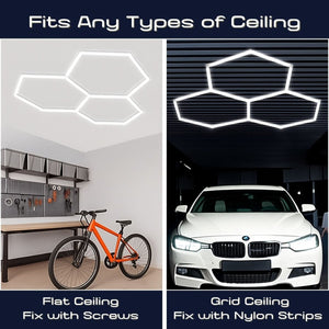 Lámpara LED hexagonal - 6500K - 3 hexágonos - 440cm - Barcelona Led-