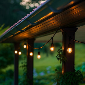 Kit guirnalda luces exterior 10 metros + 10 bombillas LED E27 1W - IP44 - Blanco cálido (1)