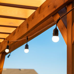 Kit guirnalda luces exterior 10 metros + 10 bombillas LED E27 1W - IP44 - Blanco cálido (6)