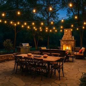 Kit guirnalda luces exterior 10 metros + 10 bombillas LED E27 1W - IP44 - Blanco cálido (7)