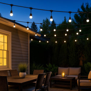Kit guirnalda luces exterior 10 metros + 10 bombillas LED E27 1W - IP44 - Blanco cálido (8)