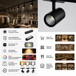 Foco LED para carril trifásico CCT 42W - CRI 95 - Driver Philips Xitanium integrado (11)
