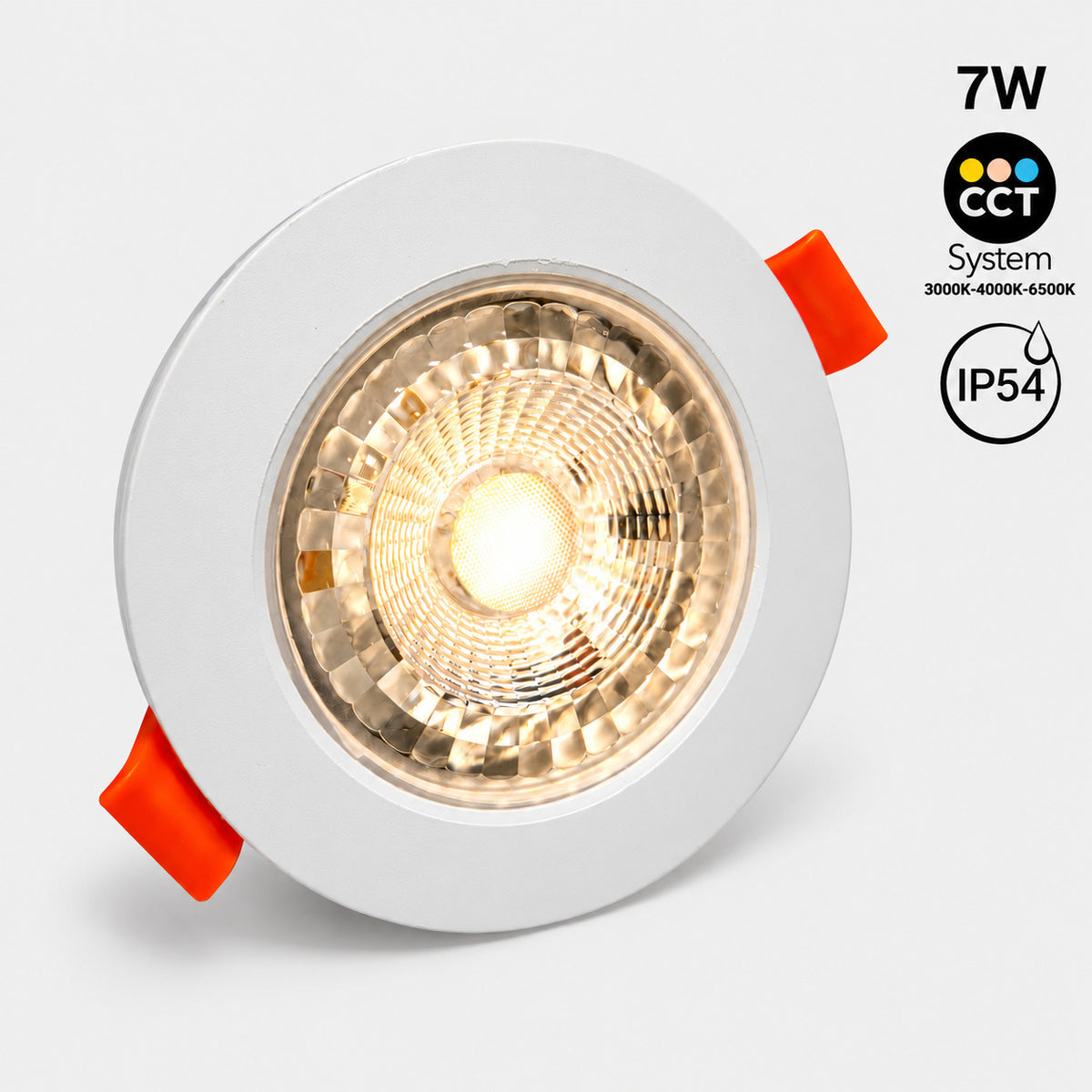 Downlight LED empotrable fijo - 7W - CCT - 560lm - Corte Ø75mm - IP54