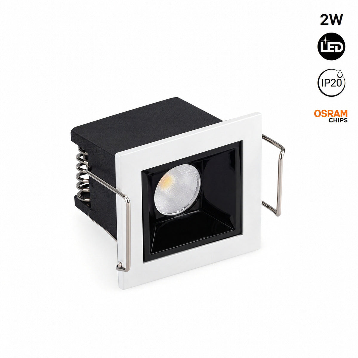 Downlight LED cuadrado empotrable - 2W - UGR18 - CRI90 - Chip OSRAM