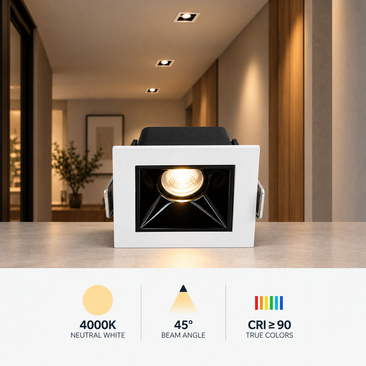 Downlight LED cuadrado empotrable - 2W - UGR18 - CRI90 - Chip OSRAM (1)