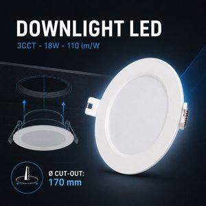 Downlight LED circular empotrable - 3CCT - 18W - 110 lm/W - Corte Ø170mm (4)