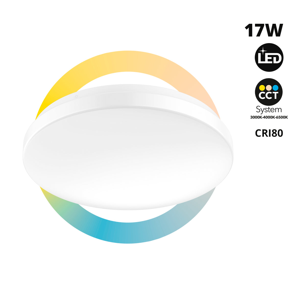 Plafón LED de techo - CCT - 17W - CRI80 - IP20