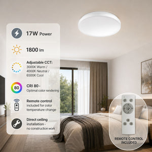 Plafón LED de techo con mando a distancia - CCT - 17W - CRI80 - IP20 (11)