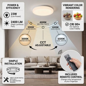 Plafón LED de techo con mando a distancia - CCT - 23W - CRI80 - IP20 (9)