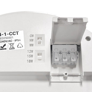 Plafón LED CCT circular - 12W/15W/18W - Potencia ajustable - Superficie o empotrado - IP54 - Barcelona Led-