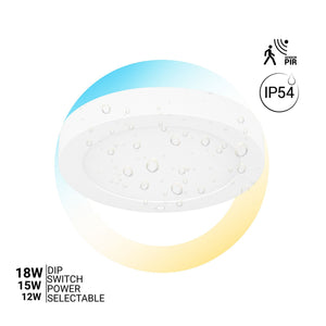 Plafón LED circular CCT con sensor PIR -12W /15W/18W - Diámetro ajustable - Superficie / empotrable - IP54 (1)