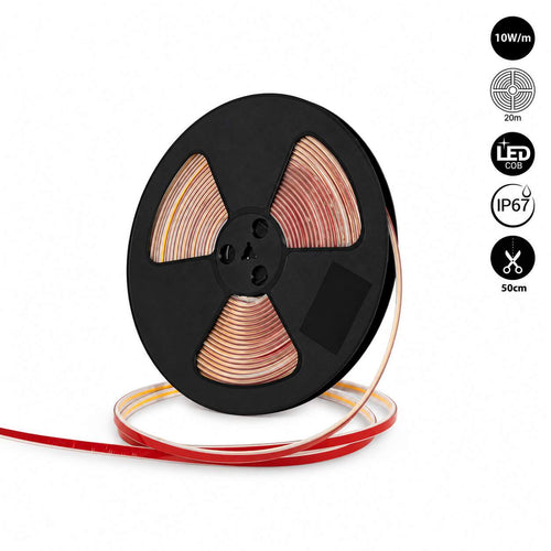 220V AC COB LED Strip - 10W/m - 12mm - IP67 - 20 meters