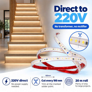 Tira LED 220V - 300W (2400xSMD2835) - 12mm - Apta exterior: IP67 - Rollo 20 metros (7)