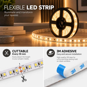 Tira LED 24V DC - 18W/m - Monocolor - 10mm - IP20 - Rollo 5 metros - 120ch/m (3)