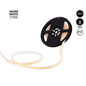 Tira LED COB 24V DC - 12W/m - 10mm - IP67 - Rollo de 5 metros - Corte cada 4cm (6)