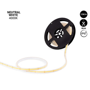 Tira LED COB 24V DC - 12W/m - 10mm - IP67 - Rollo de 5 metros - Corte cada 4cm (12)