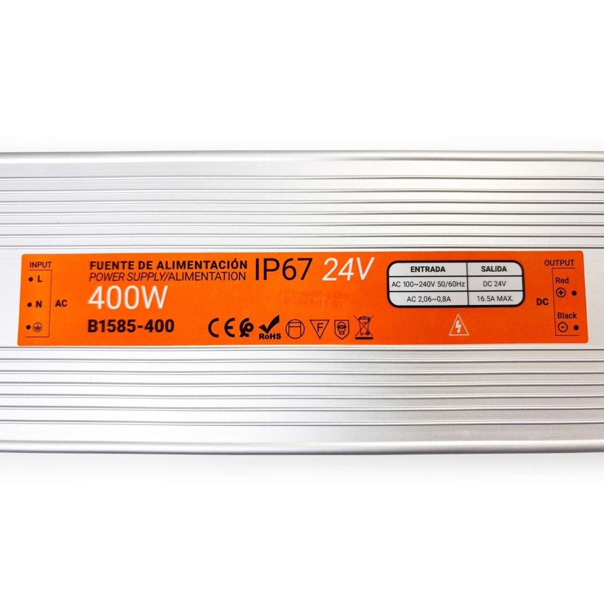 Fuente de alimentación estanca compacta - 400W 24V - 16.5A - IP67 - Barcelona Led-Material eléctrico