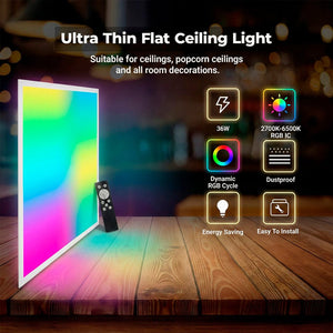 Plafón de techo LED Backlight - 60x60cm - 36W - CCT + RGB IC - Con mando a distancia - Barcelona Led-