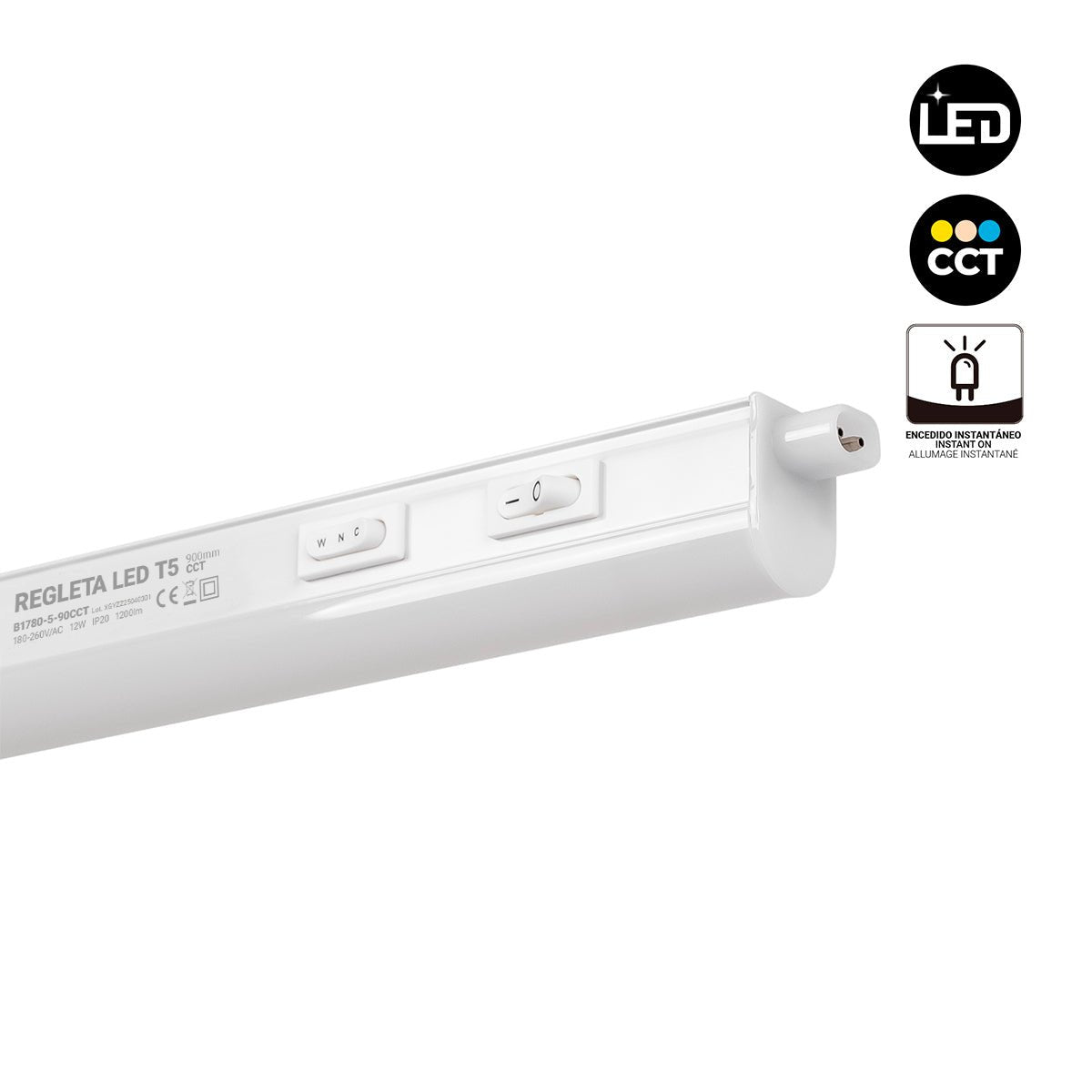 Regleta LED bajo mueble T5 12W CCT 90 cm | Luz blanca ajustable + interruptor - Barcelona Led-