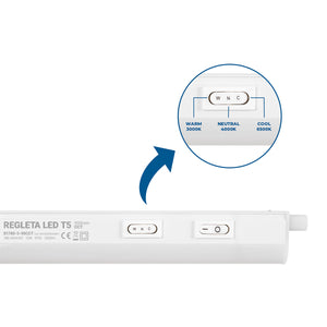 Regleta LED bajo mueble T5 12W CCT 90 cm | Luz blanca ajustable + interruptor (13)
