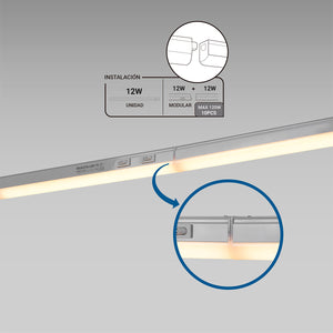 Regleta LED bajo mueble T5 12W CCT 90 cm | Luz blanca ajustable + interruptor (11)