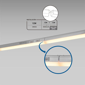 Regleta LED bajo mueble T5 12W CCT 90 cm | Luz blanca ajustable + interruptor - Barcelona Led-