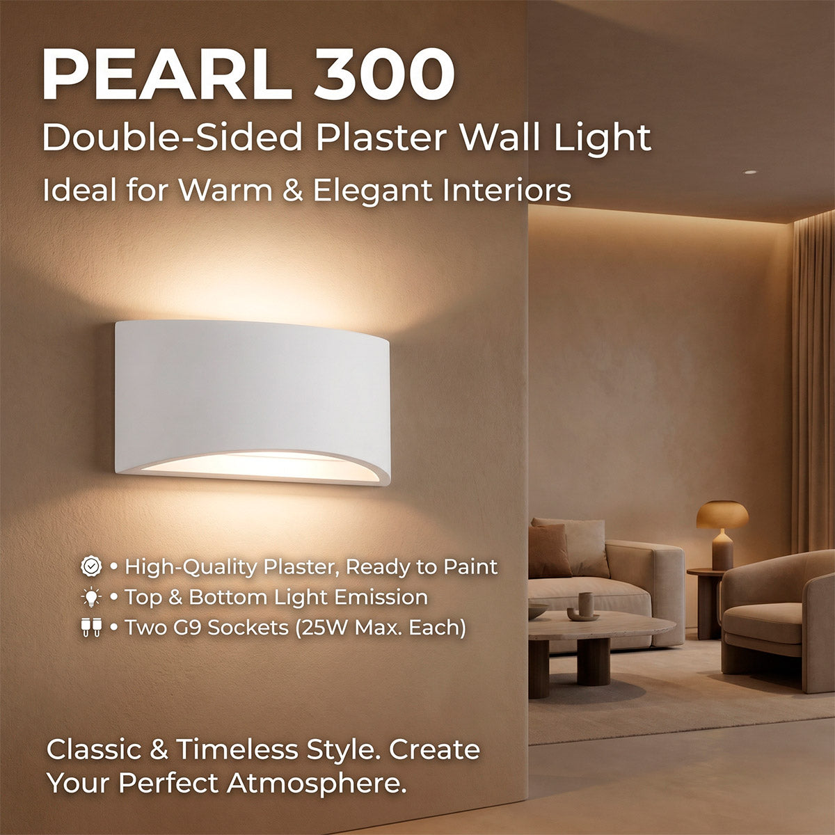 Aplique de pared de escayola "PEARL 300" - Doble cara - G9 (4)