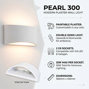Aplique de pared de escayola "PEARL 300" - Doble cara - G9 (9)