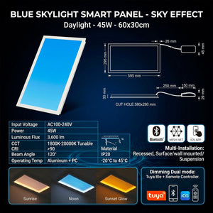 Panel Blue Skylight efecto cielo "SKYWIN SR SMART" - Slim - CCT - 45W - 60x30cm (14)