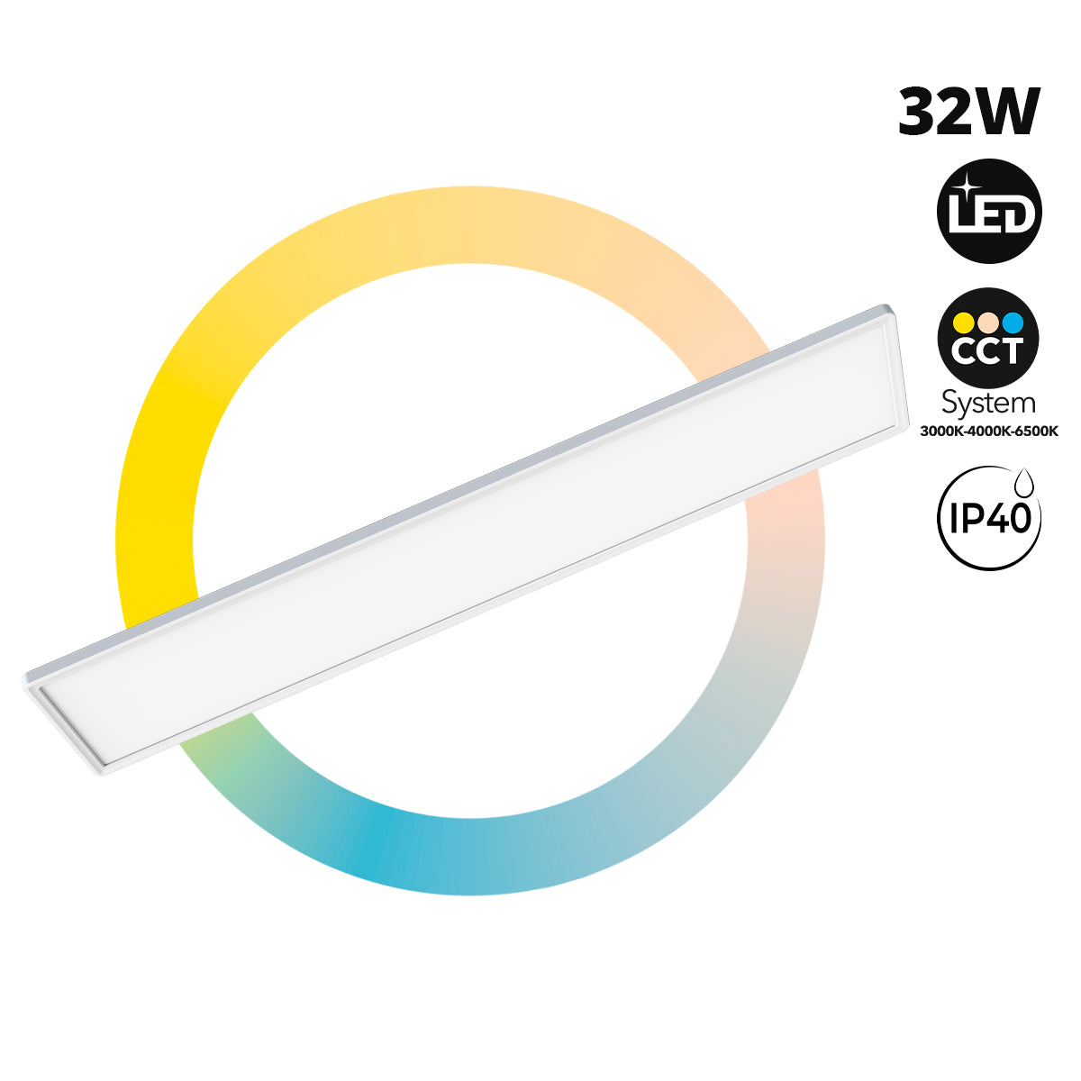 Panel LED Slim - 98x20 cm - CCT - 32W - IP40
