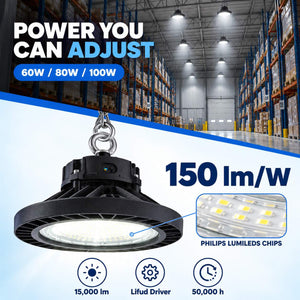 Campana LED industrial - 100W - PHILIPS Lumileds - Driver LIFUD - 5000K - IP65 - 7 años garantía (2)