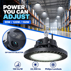 Campana LED industrial - 150W - PHILIPS Lumileds - Driver LIFUD - 5000K - IP65 - 7 años garantía (2)