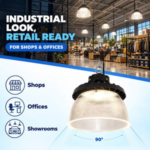 Difusor lumínico de policarbonato para campana LED industrial B8155-150W - B8150-150 - Ángulo 90° (2)