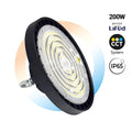 Industrielle UFO-LED-Hallenstrahler – CCT - 200 W – 170lm/W – LIFUD-Treiber – Abstrahlwinkel wählbar: 110°/90°/70° – Schutzart: IP65 3