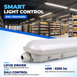Pantalla estanca LED lineal enlazable Regulable DALI - CCT - 120cm - 40W - DALI - Driver LIFUD - IP65 (7)