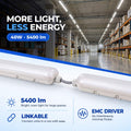 Linkable Tri-proof CCT LED batten light with motion sensor - 120cm - 40W - IP65 4