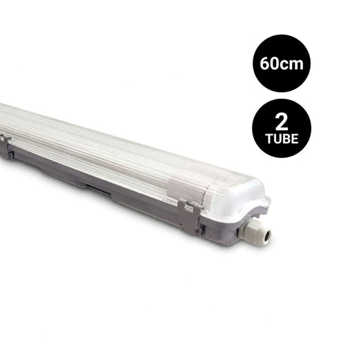 Tri-proof batten light for 2 LED tubes - 60cm - IP65