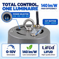 LED-Hallenstrahler CCT - kommerziell - (25W / 40W / 60W / 80W) - Polycarbonat Diffusor - UGR19 - Treiber Lifud 3
