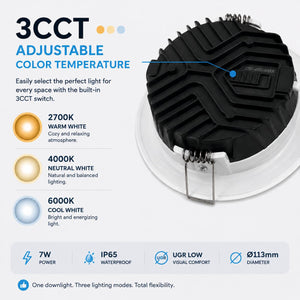 Downlight LED circular empotrable - CCT - 7W - Corte Ø 95 mm - IP54 (3)