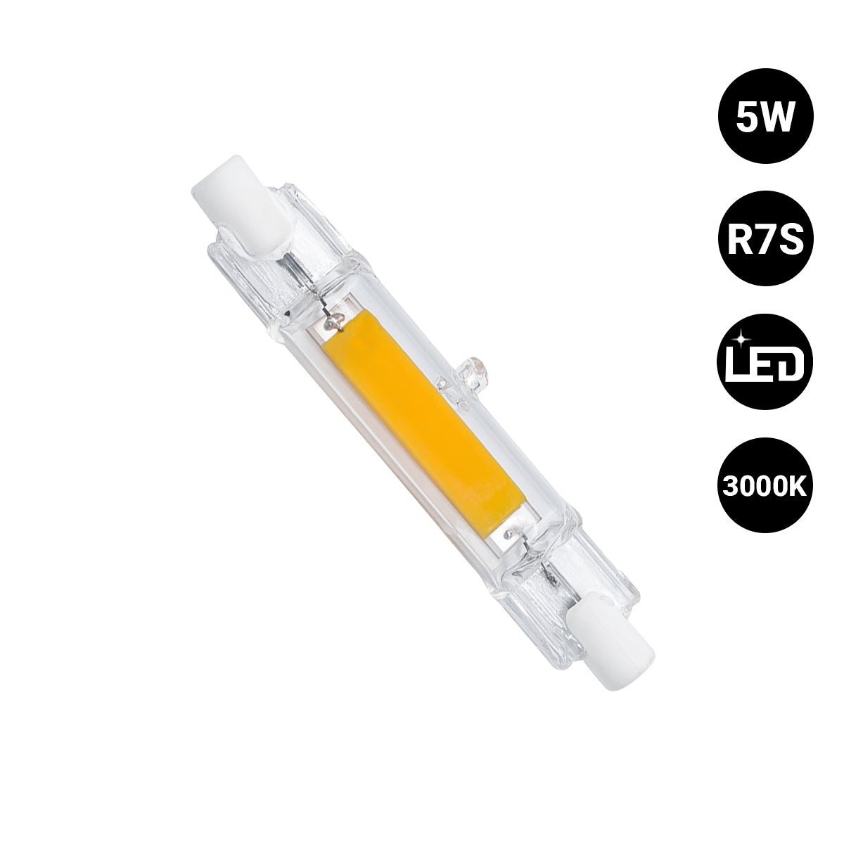 Bombilla LED COB - R7S - 78mm - 600lm - 5W - Barcelona Led-Iluminación
