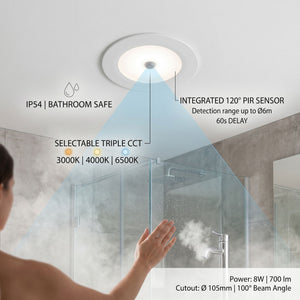 Downlight LED con sensor PIR "CLIO" - 8W - CCT - 700lm - Corte Ø85mm - IP54 (7)