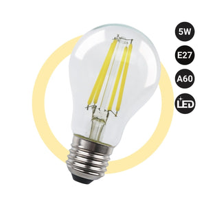 Bombilla LED filamento E27 A60 - 5W - Transparente - Barcelona Led-