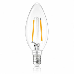 Bombilla LED filamento Vela - E14 C35 - 2W - 3000K - Transparente (1)