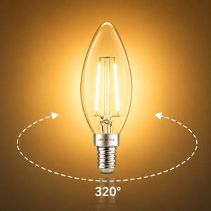 Bombilla LED filamento Vela - E14 C35 - 2W - 3000K - Transparente | Iluminación | Barcelona Led