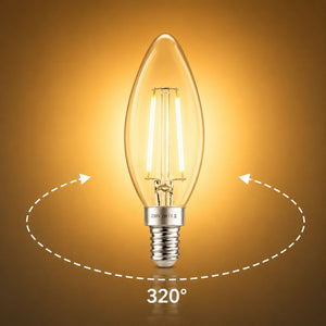 Bombilla LED filamento Vela - E14 C35 - 2W - 3000K - Transparente (4)