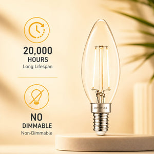 Bombilla LED filamento Vela - E14 C35 - 2W - 3000K - Transparente (3)