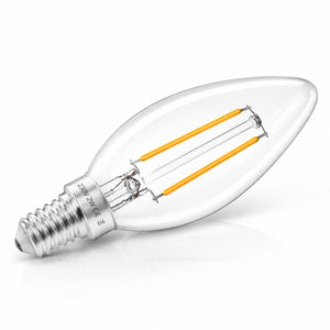 Bombilla LED filamento Vela - E14 C35 - 2W - 3000K - Transparente (5)