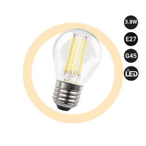 Bombilla LED filamento esférica - E27 G45 - 3.8W - Transparente
