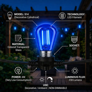 Bombilla LED Filamento - S14 E27 - 4W - Cristal de colores - Barcelona Led-Iluminación